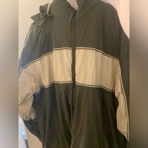 NWT VINTAGE On Line Jacket Size XL Navy Green Full Zip Hooded Coat Fleece Lined